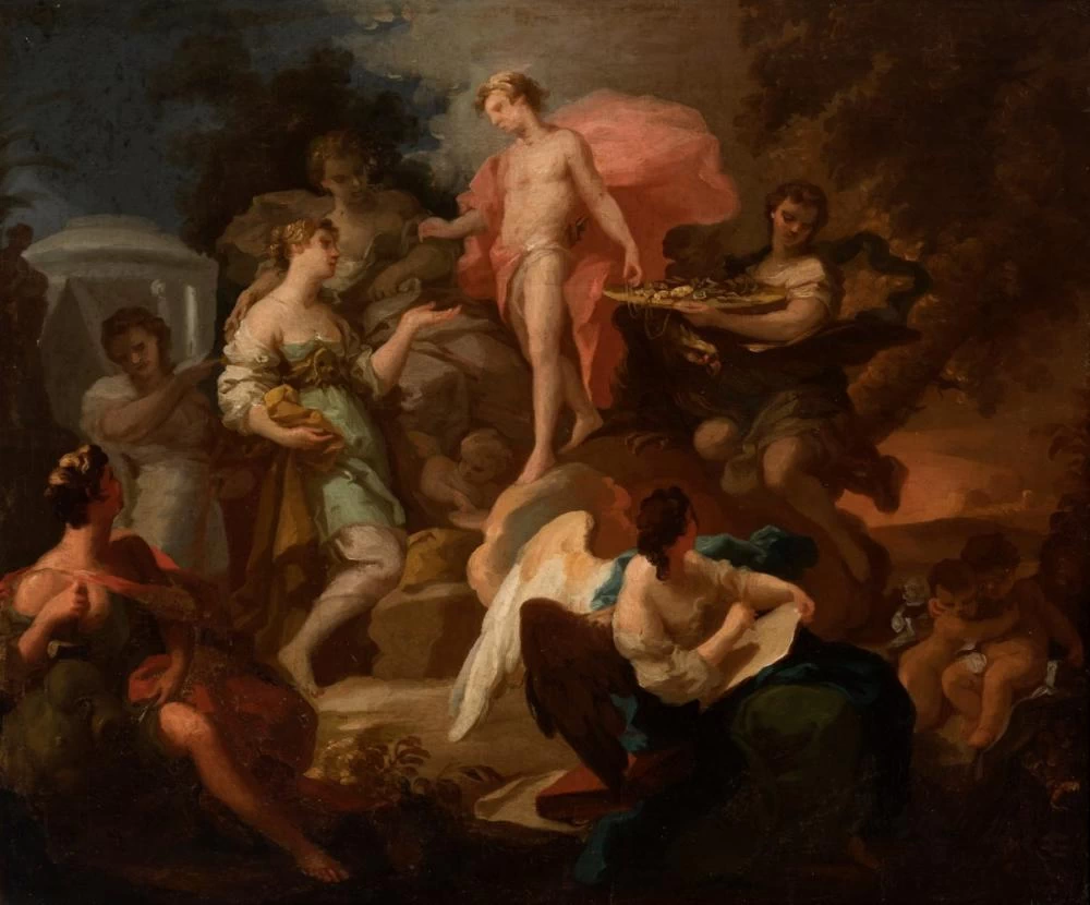 Allegoria delle arti con Apollo e le Grazie - attribuito